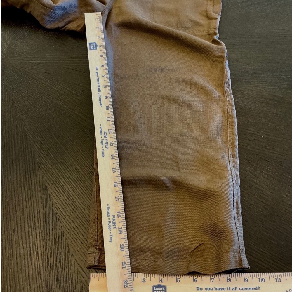 Coldwater Creek Natural Fit Brown Linen Blend Wide Leg Capri Crop Pants Size 8 - Picture 8 of 11